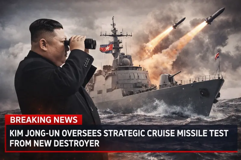 Kim Jong-un Oversees Strategic Cruise Missile Test From New North Korean Destroyer